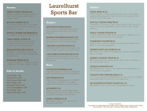 Customize Casual Sports Bar Menu