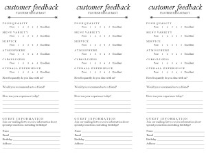 Customize Park Cafe Comment Card
