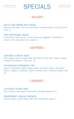 Customize Cafe Restaurant Specials Menu