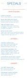 Cafe Restaurant Daily Specials Menu
