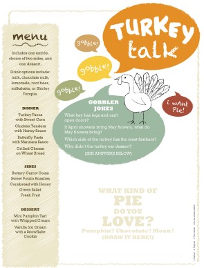 Customize Turkey Kids Menu