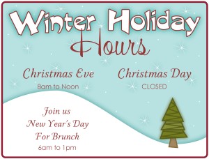 Winter Holiday Hours Flyer | Restaurant Flyer