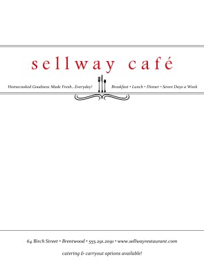 Customize East Cafe Menu Cover