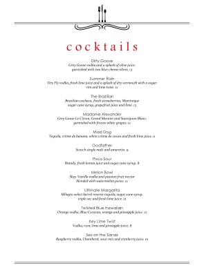 Customize East Cafe Bar Menu