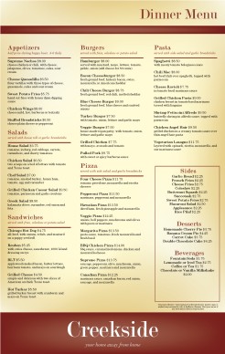 Customize Family Restaurants Menu Tabloid