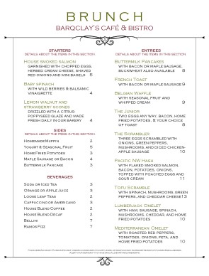 Customize Brunch Market Cafe Menu
