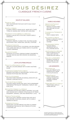 Customize French Brasserie Menu