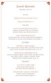 Garden Cafe Specials Menu