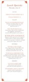 Garden Cafe Daily Specials Menu