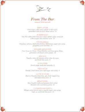 Customize Garden Cafe Bar Menu
