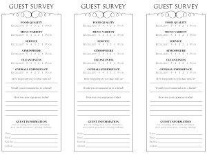 restaurant survey card
