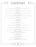 Fine Dining Bar Menu
