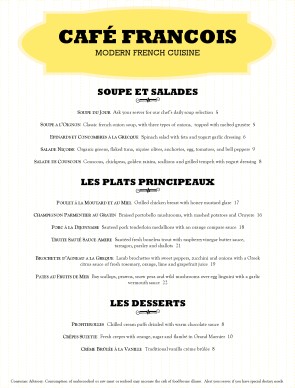 Customize Classical French Menu