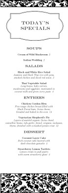 Customize Fine Restaurant Daily Specials Menu