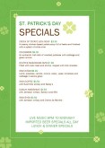 St Patricks Day Specials Table Tent