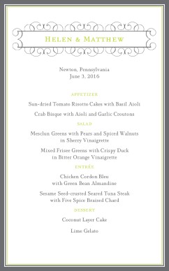 Customize Club Reception Menu