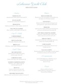 Yacht Club Menu