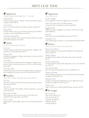 Customize Thai Basil Restaurant Menu