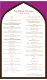 Indian Lunch Menu Long