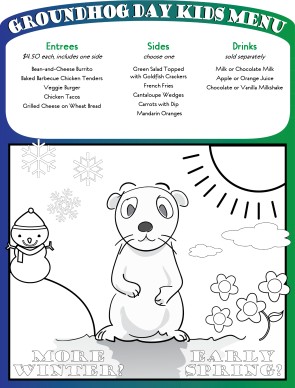 Customize Groundhog Day Kids Menu