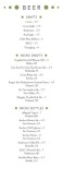 Modern Beer Menu