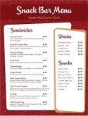 Retro Snack Bar Menu