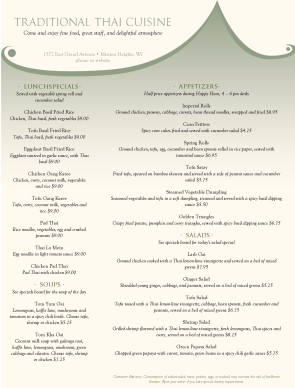 Customize Thai Spices Menu