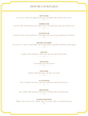 Customize Breakfast Cocktail Menu