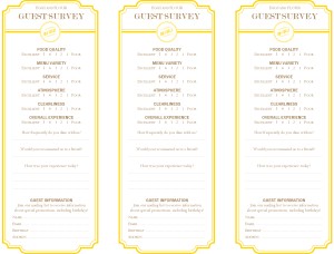 Customize Breakfast Comment Card
