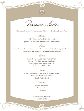 Customize Passover Menu