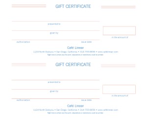 Customize Cafe Restaurant Gift Certificate