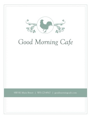 Customize Buffet Breakfast Menu Cover