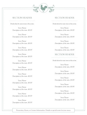 Customize Buffet Breakfast Menu Page
