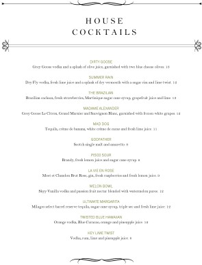 Customize Star Cafe Bar Menu