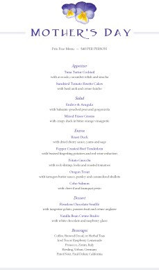 mothers day menu template