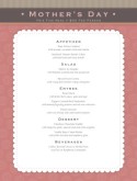 Mothers Day Meal Menu