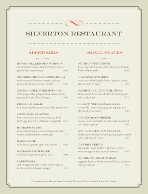 Customize Steakhouse Dinner Menu