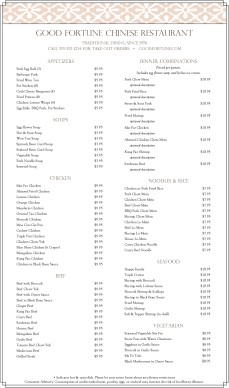 Customize Chinese Food Menu Long