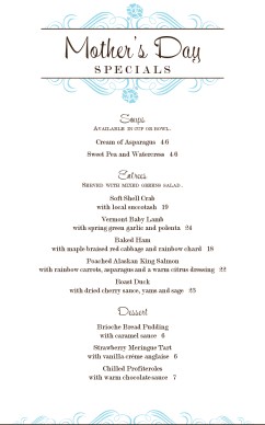 Customize Spring Mothers Day Menu