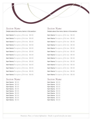 Customize Wine Bar Menu Page