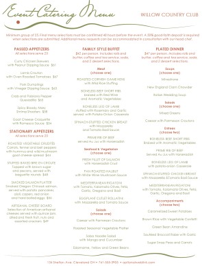 Customize Event Banquet Menu