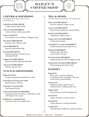 Customize Coffee Board Menu