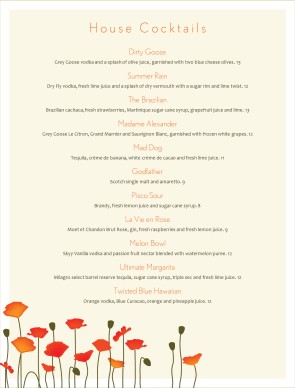 Customize Cafe Bistro Cocktail Menu