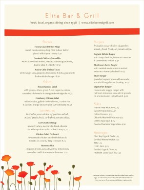 Customize Bistro Menu