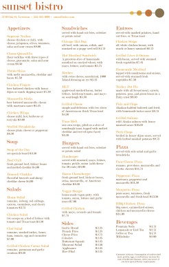 Customize Bistro Menu Tabloid