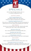 4th of July Specials Menu
