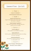 Summer Flowers Special Menu
