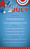 July 4th Celebration Specials Menu