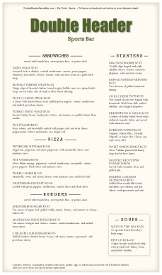 Customize Sports Bar Menu