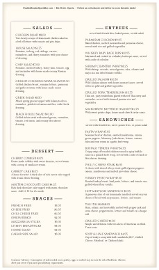 Customize Sports Bar Menu Page 2